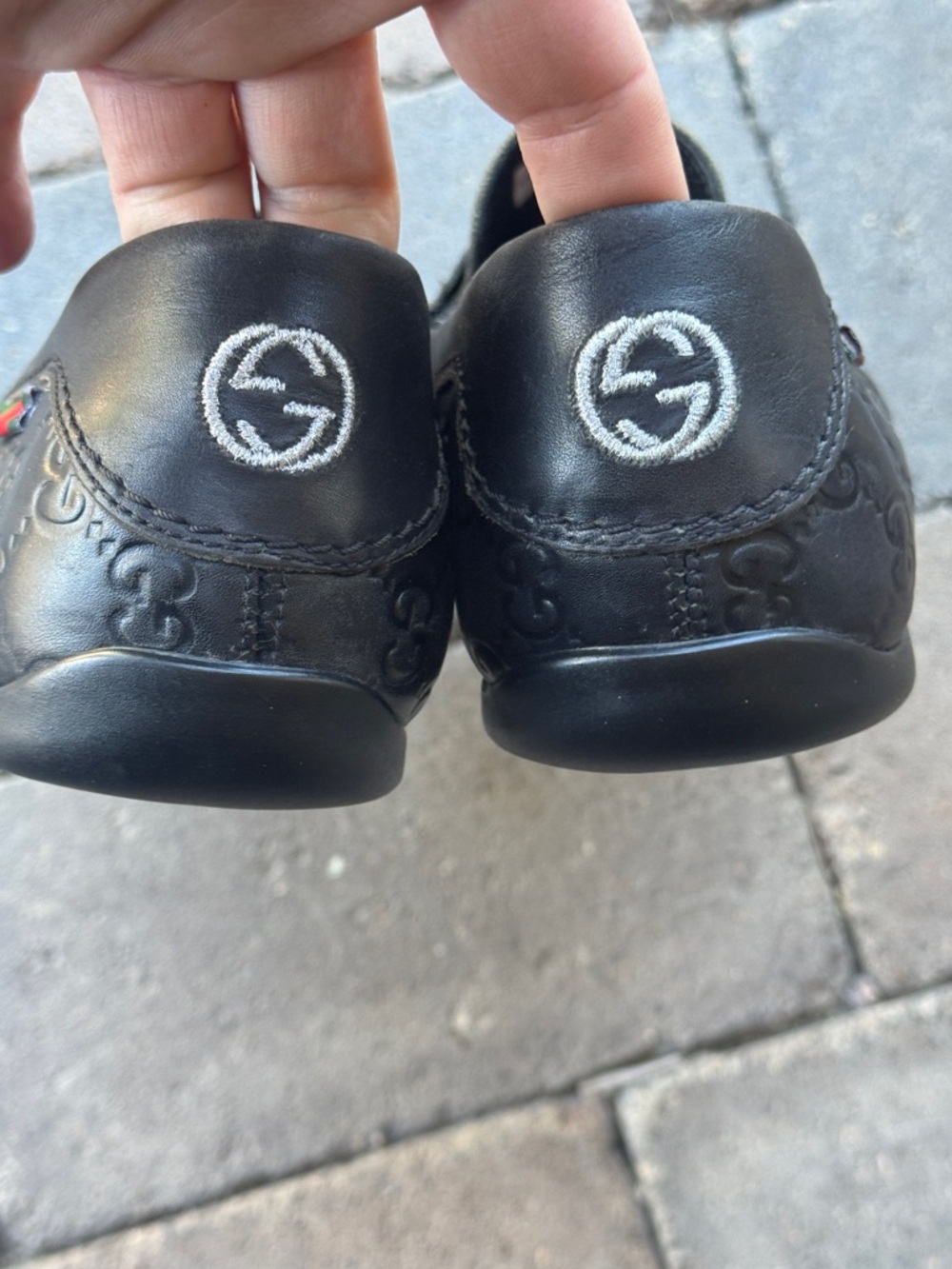 Gucci Black Embossed GG Leather Penny Loafers - Picture 8 of 10